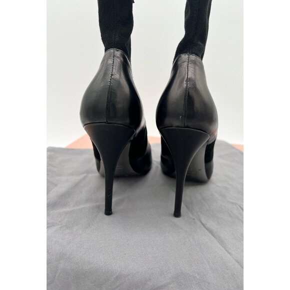 Miu Miu Boots Heels EU 37 Black Leather Ankle Boots Booties Gothic Witchy box - Picture 7 of 11